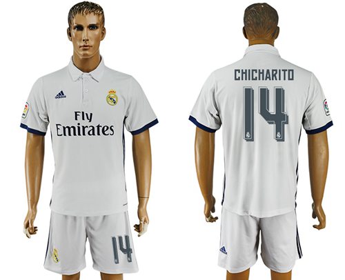 Real Madrid 14 Chicharito White Home Soccer Club Jersey