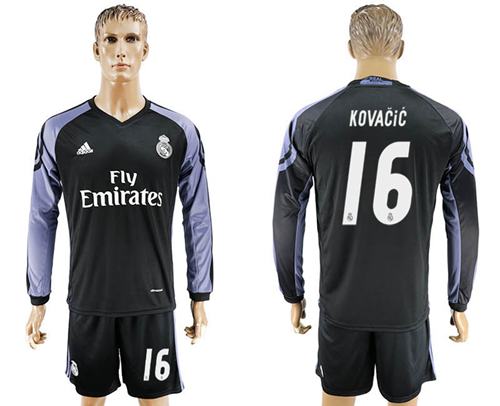 Real Madrid 16 Kovacic Sec Away Long Sleeves Soccer Club Jersey