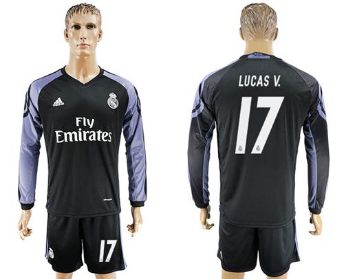 Real Madrid 17 Lucas V Sec Away Long Sleeves Soccer Club Jersey
