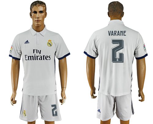 Real Madrid 2 Varane White Home Soccer Club Jersey