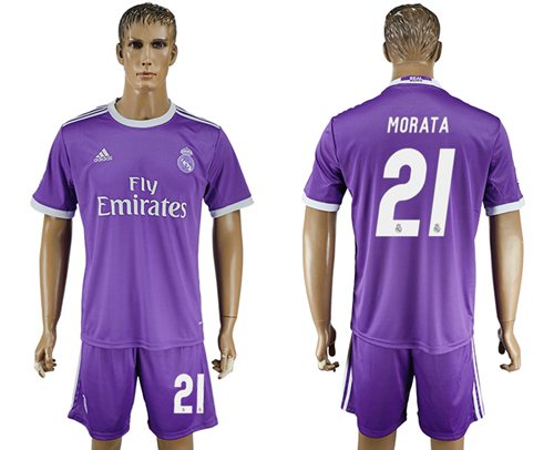 Real Madrid 21 Morata Away Soccer Club Jersey