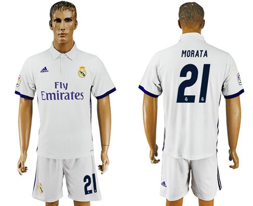 Real Madrid 21 Morata White Home Soccer Club Jersey