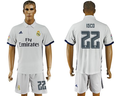 Real Madrid 22 Isco White Home Soccer Club Jersey