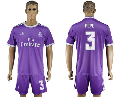 Real Madrid 3 Pepe Away Soccer Club Jersey