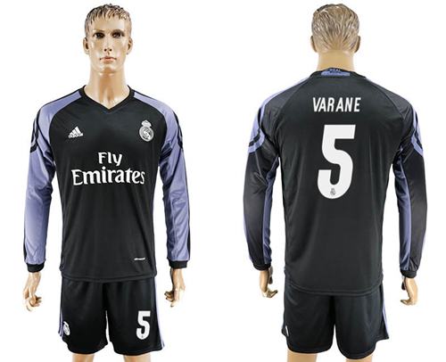 Real Madrid 5 Varane Sec Away Long Sleeves Soccer Club Jersey