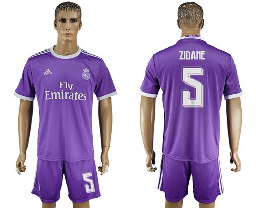 Real Madrid 5 Zidane Away Soccer Club Jersey