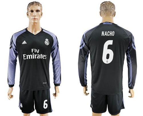 Real Madrid 6 Nacho Sec Away Long Sleeves Soccer Club Jersey