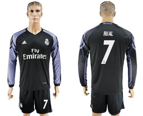 Real Madrid 7 Rual Sec Away Long Sleeves Soccer Club Jersey
