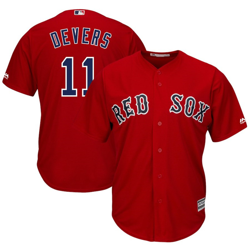 Red Sox 11 Rafael Denvers Red Cool Base Jersey