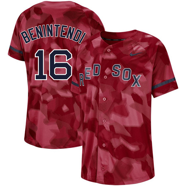 Red Sox 16 Andrew Benintendi Red Camo Fashion Jersey