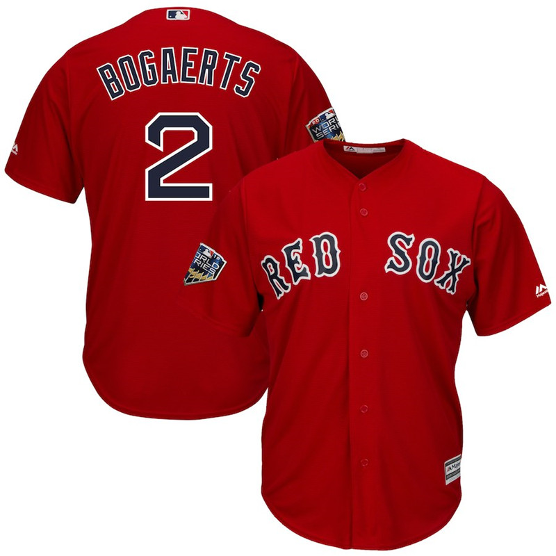 Red Sox 2 Xander Bogaerts Scarlet 2018 World Series Cool Base Player Jersey