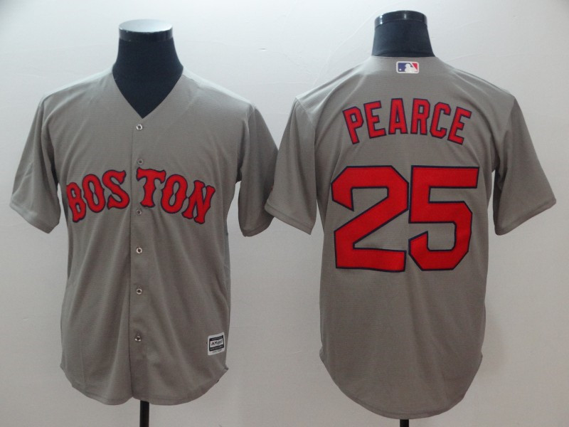 Red Sox 25 Steve Pearce Gray Cool Base Jersey