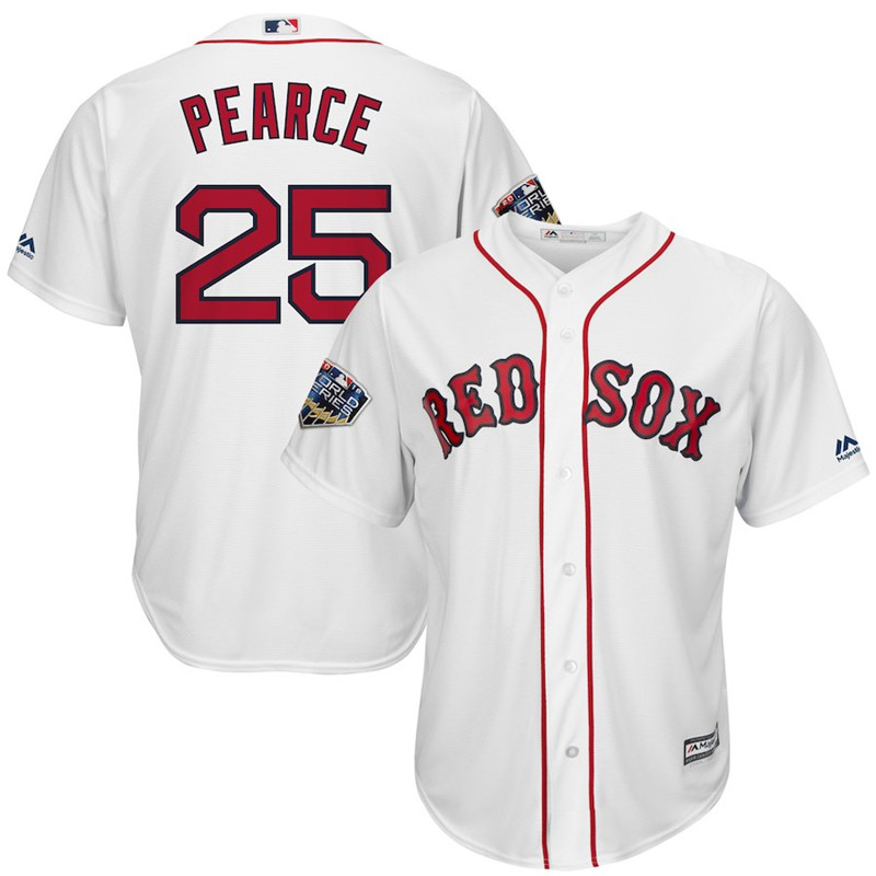Red Sox 25 Steve Pearce White 2018 World Series Cool Base Player Jersey