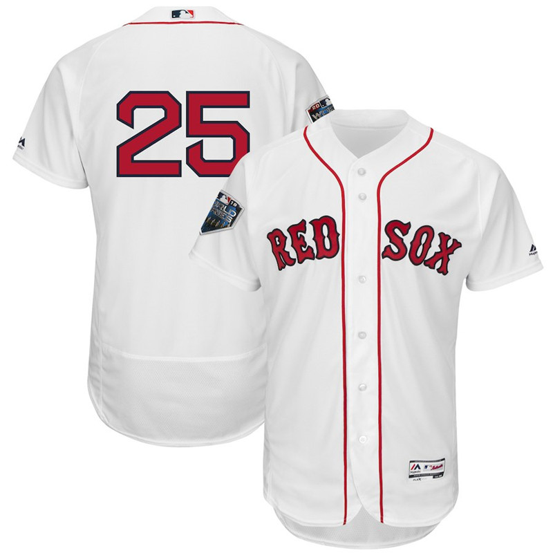 Red Sox 25 Steve Pearce White 2018 World Series Cool Base Player Number Jersey