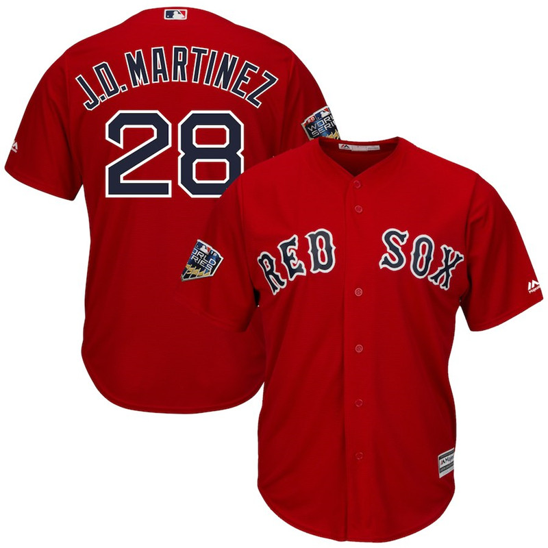 Red Sox 28 J.D. Martinez Red 2018 World Series Cool Base Player Jersey