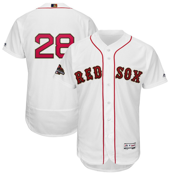 Red Sox 28 J.D. Martinez White Youth 2019 Gold Program FlexBase Jersey
