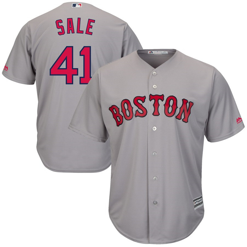 Red Sox 41 Chris Sale Gray Cool Base Jersey