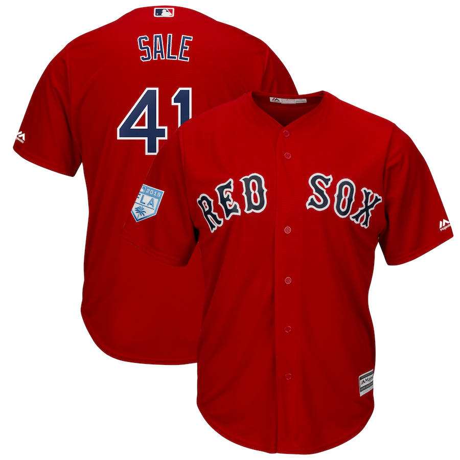 Red Sox 41 Chris Sale Red 2019 Spring Training Cool Base Jersey
