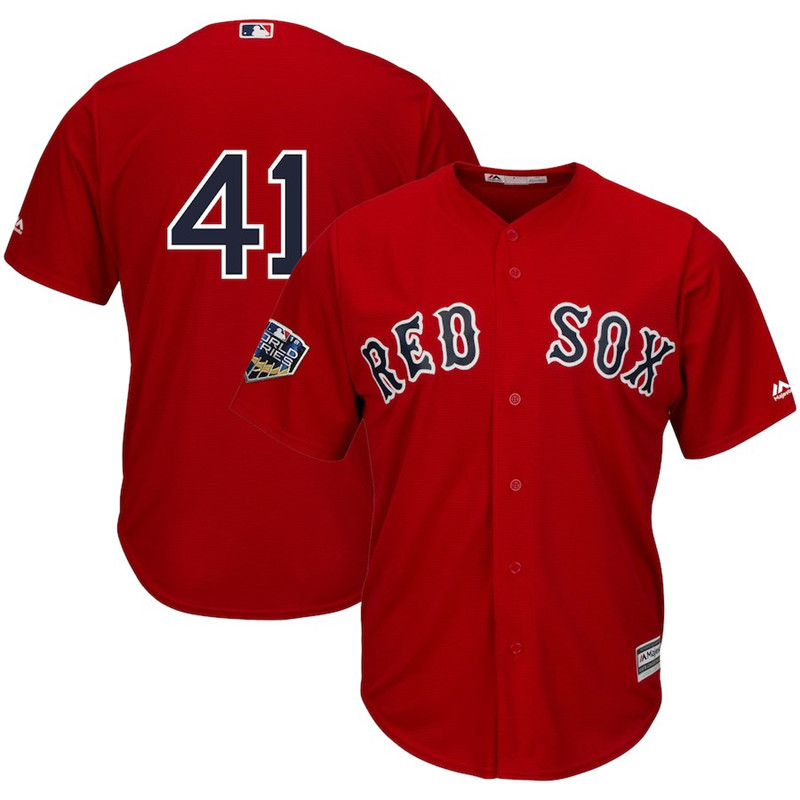 Red Sox 41 Chris Sale Scarlet 2018 World Series Cool Base Player Number Jersey