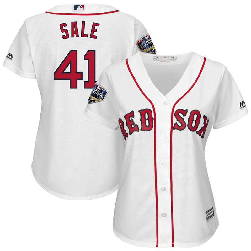 Red Sox 41 Chris Sale White Women 2018 World Series Cool Base Player Jersey