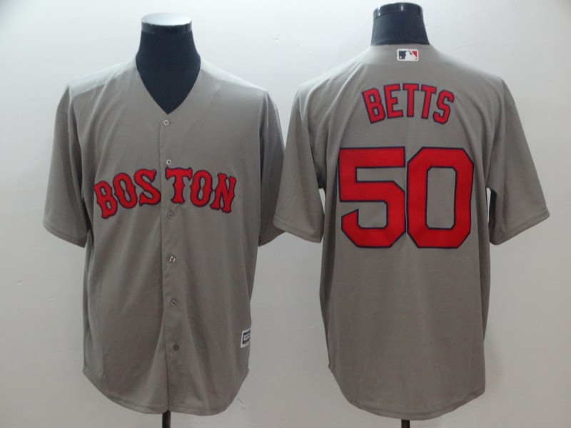 Red Sox 50 Mookie Betts Gray Cool Base Jersey