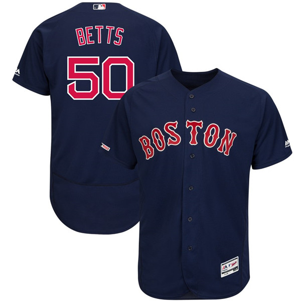 Red Sox 50 Mookie Betts Navy 150th Patch FlexBase Jersey