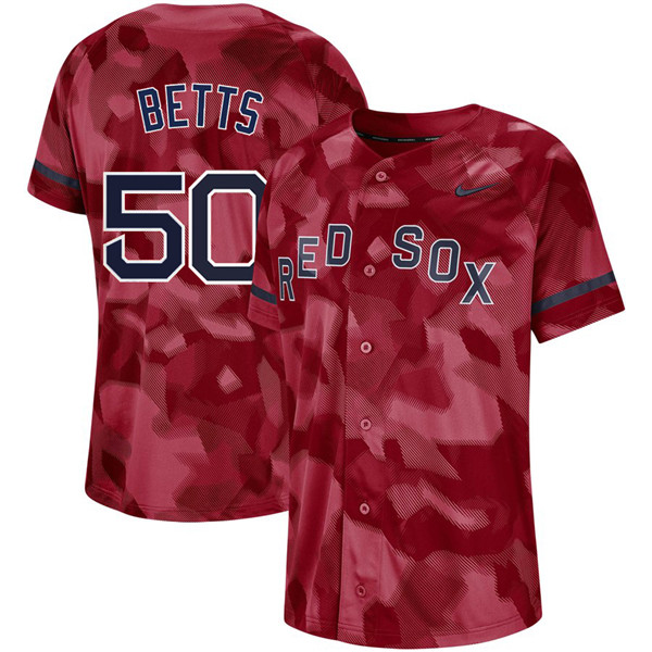 Red Sox 50 Mookie Betts Red Camo Fashion Jersey