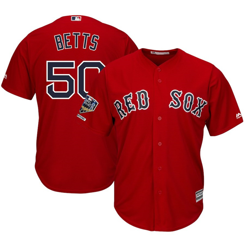 Red Sox 50 Mookie Betts Scarlet 2018 World Series Champions Alternate Cool Base Player Jersey