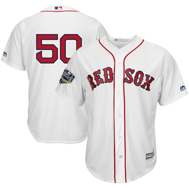 Red Sox 50 Mookie Betts White 2018 World Series Cool Base Player Number Jersey