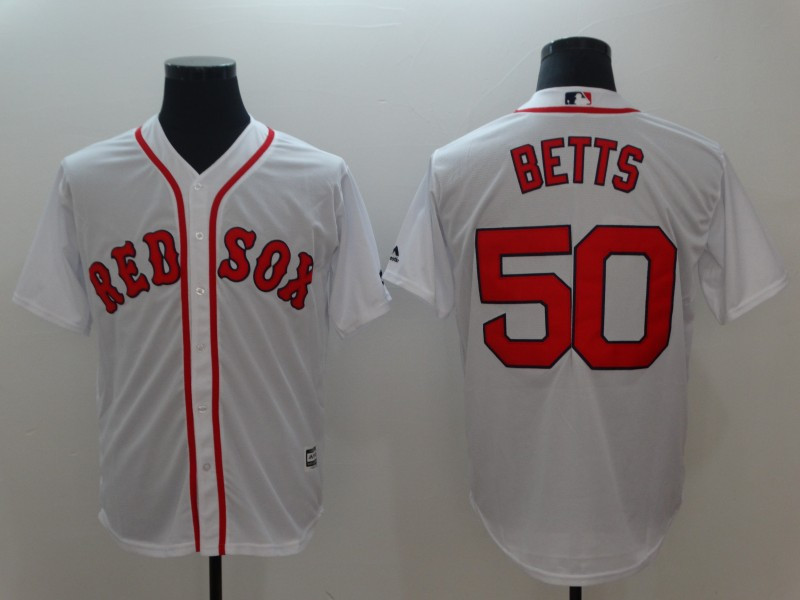 Red Sox 50 Mookie Betts White Cool Base Jersey