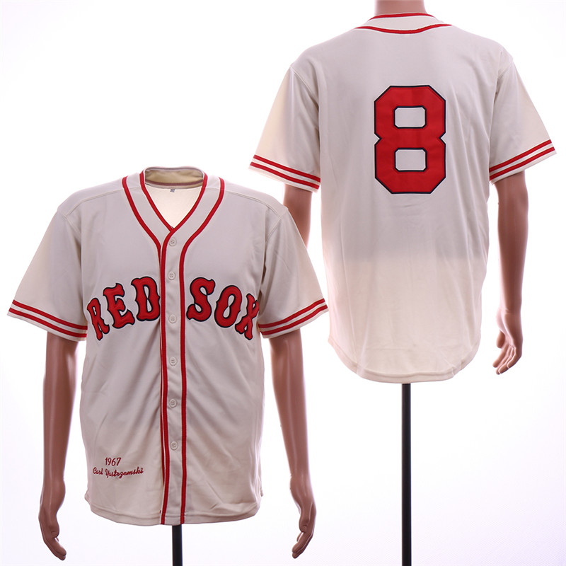 Red Sox 8 Carl Yastrzemski Cream 1967 Throwback Jersey