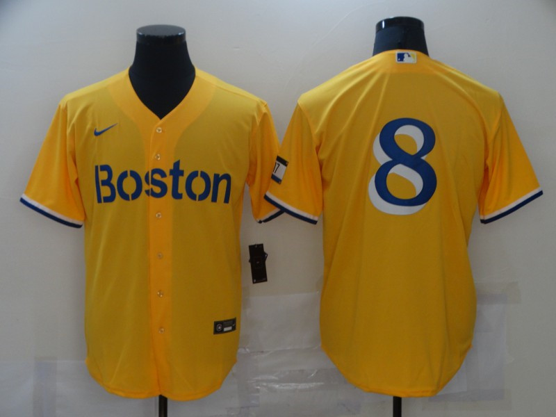 Red Sox 8 Gold Nike 2021 City Connect Replica Player Cool Base Jersey