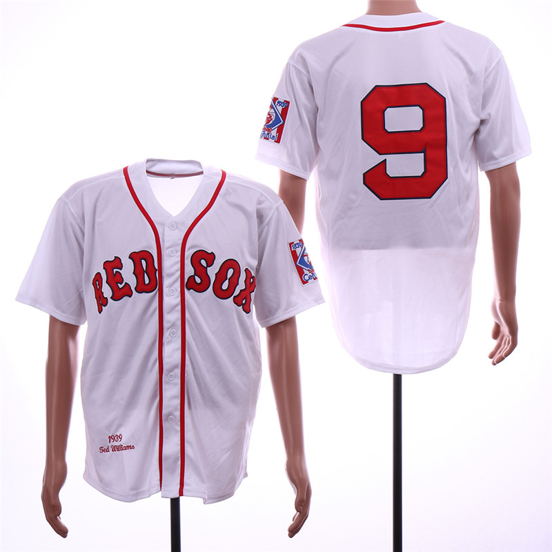 Red Sox 9 Ted Williams White 1939 Throwback Jersey