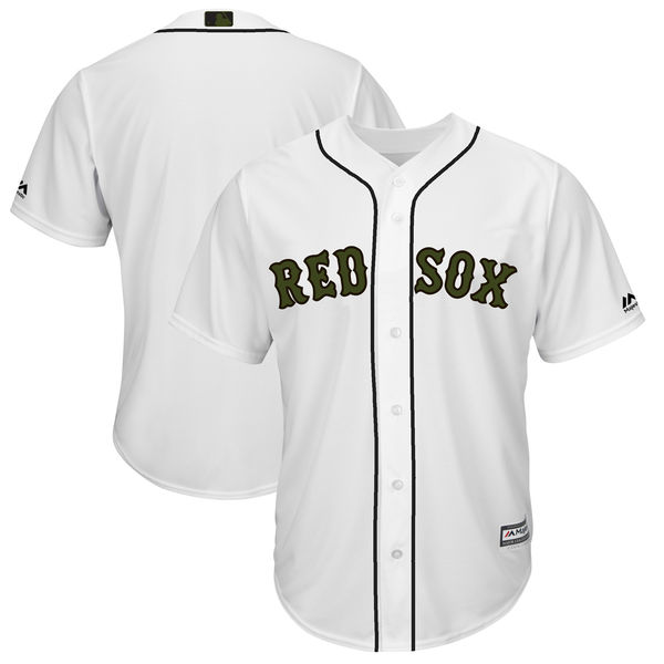 Red Sox Blank White 2018 Memorial Day Cool Base Jersey