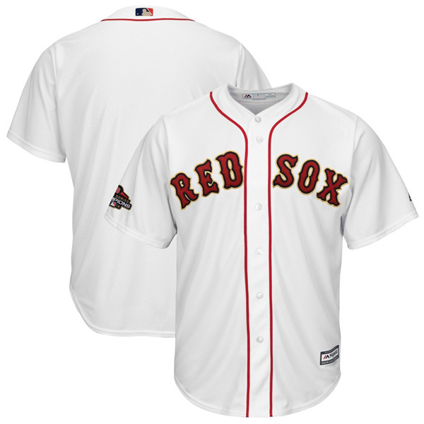 Red Sox Blank White 2019 Gold Program Cool Base Jersey
