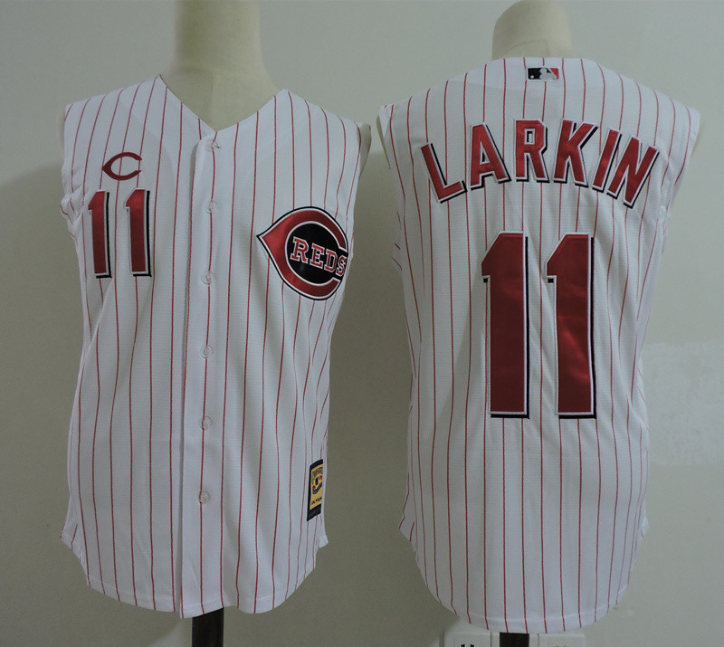Reds 11 Barry Larkin White Cooperstown Collection Player Jersey