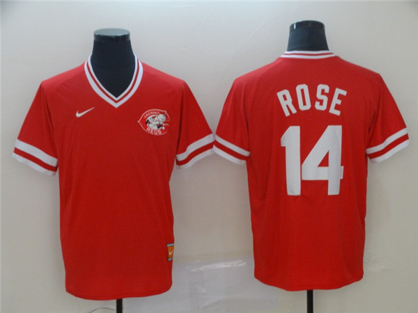 Reds 14 Pete Rose Red Throwback Jersey