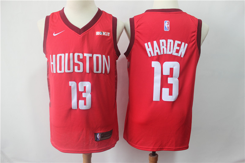 Rockets 13 James Harden Red 2018 19 Earned Edition  Swingman Jersey