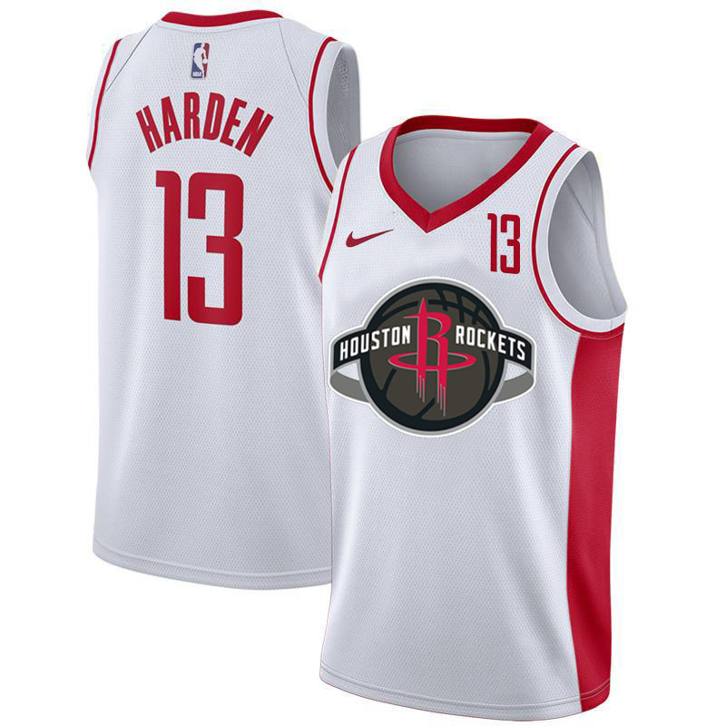 Rockets 13 James Harden White Nike City Edition Number Swingman Jersey