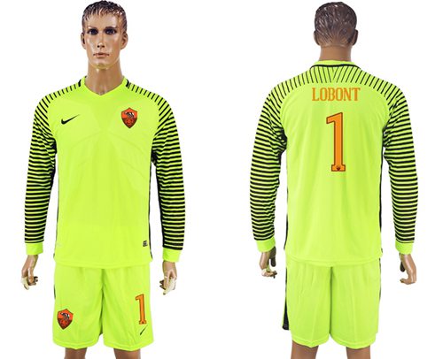 Roma 1 Lobont Green Goalkeeper Long Sleeves Soccer Club Jersey