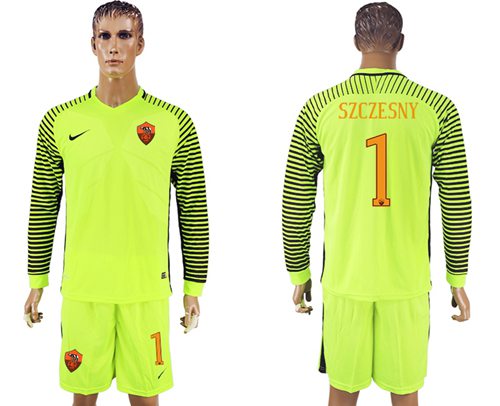 Roma 1 Szczesny Green Goalkeeper Long Sleeves Soccer Club Jersey