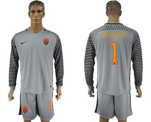 Roma 1 Szczesny Grey Goalkeeper Long Sleeves Soccer Club Jersey