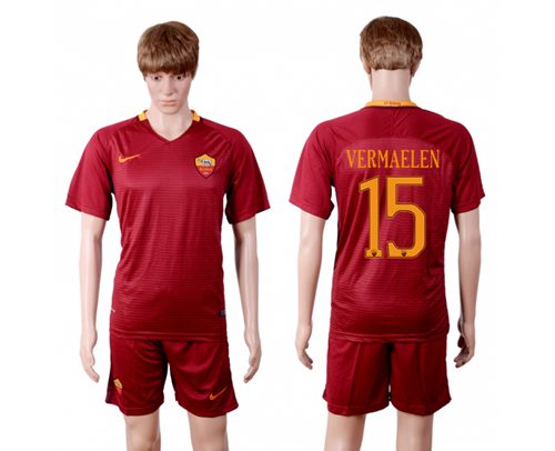 Roma 15 Vermaelen Red Home Soccer Club Jersey