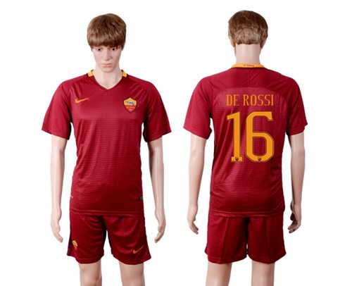 Roma 16 De Rossi Red Home Soccer Club Jersey