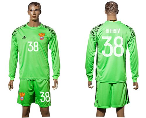 Russia 38 Rebrov Green Goalkeeper Long Sleeves Soccer Country Jersey