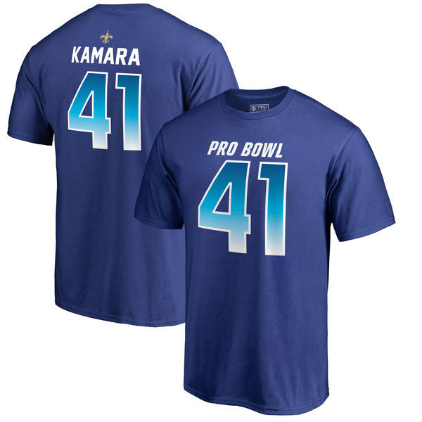 Saints 41 Alvin Kamara NFC NFL Pro Line by Fanatics Branded 2018 Pro Bowl Name & Number T Shirt Royal