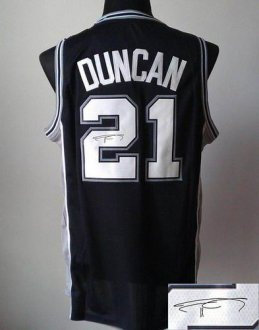San Antonio Spurs Revolution 30 Autographed 21 Tim Duncan Black Stitched NBA Jersey