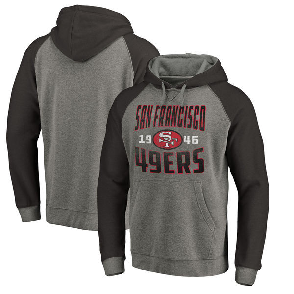 San Francisco 49ers NFL Pro Line by Fanatics Branded Timeless Collection Antique Stack Tri Blend Raglan Pullover Hoodie Ash