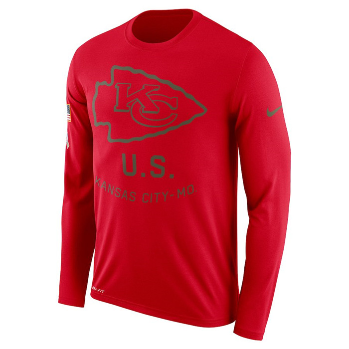 San Francisco 49ers  Salute to Service Sideline Legend Performance Long Sleeve T Shirt Scarlet
