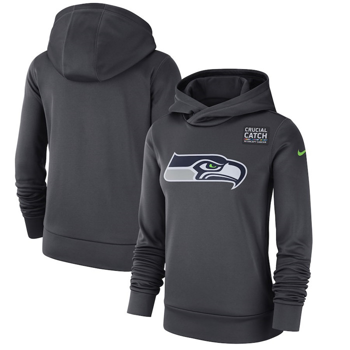 Seattle Seahawks Anthracite Women's  Crucial Catch Performance Hoodie